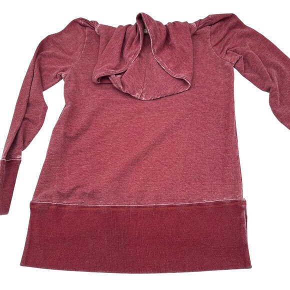 Lucky Brand Burgundy Long Sleeve Cowl Neck Tunic Top L Cotton/Polyester - Picture 4 of 5